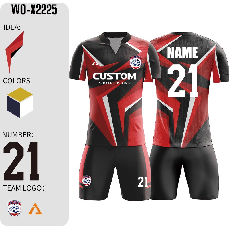 Maillot de football personnalisé par sublimation, uniforme de football en polyester, uniforme de football pour club, maillot de football respirant pour hommes