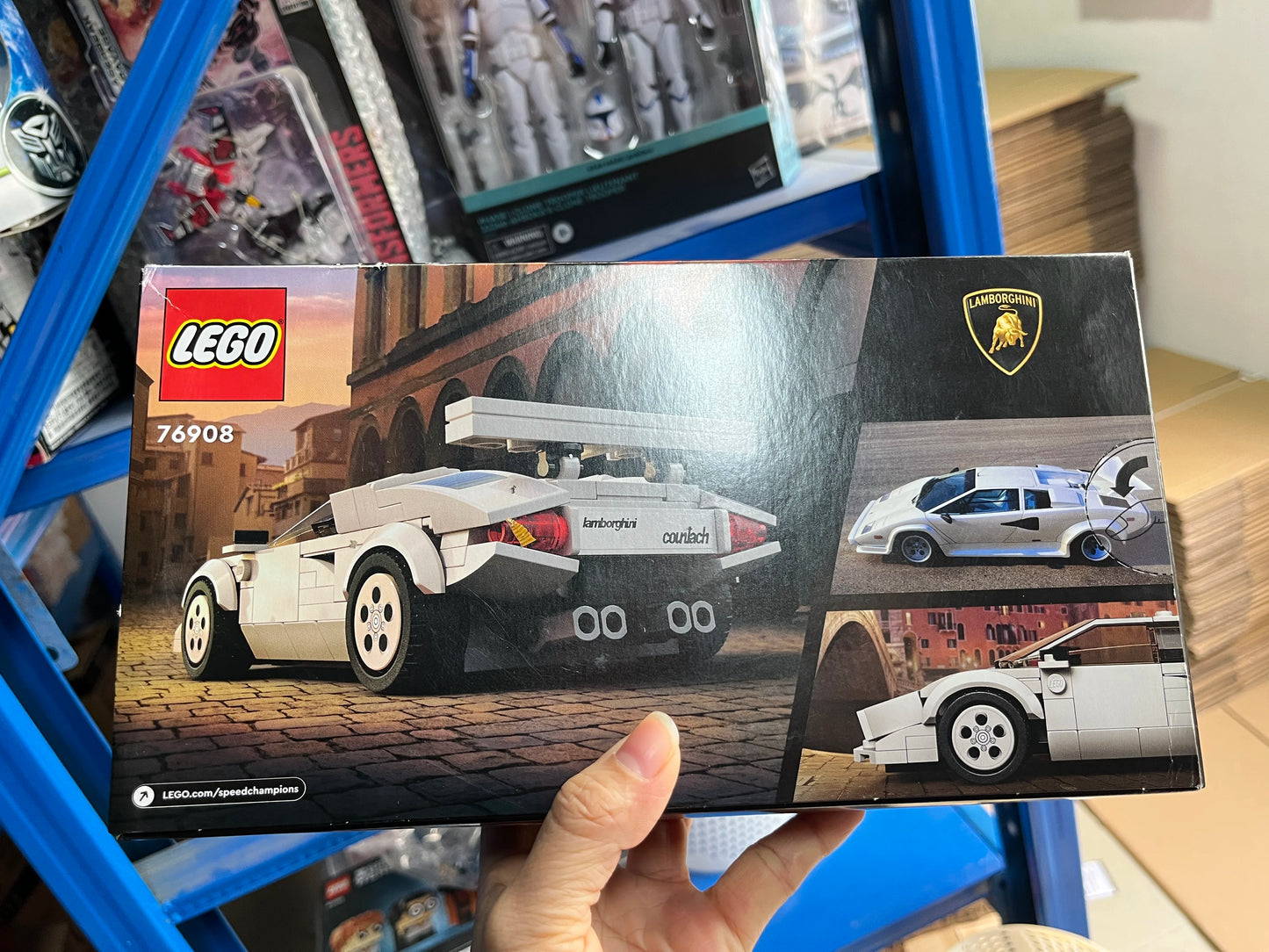 LEGO Speed Champions Lamborghini Countach 76908 Rennwagen-Spielzeug-Sammelbausatz Rennfahrer-Minifigur als Geburtstagsgeschenk