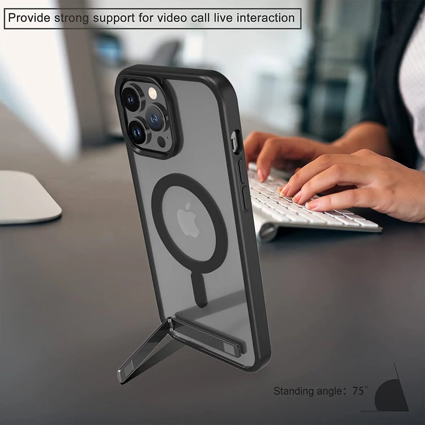 Magnetic Mobile Phone Case with Stand for iPhone 17 16 14 Plus 15 13 Pro Max 12 11 Cases Protective Apple Cover with Kickstand