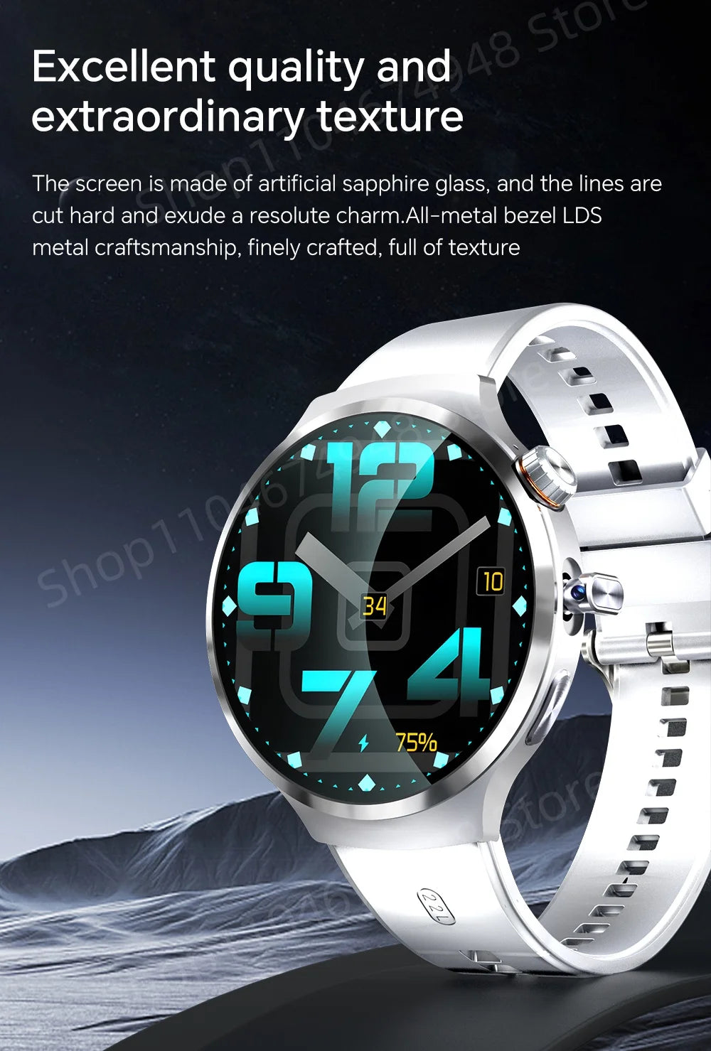 Montre intelligente 4G/5G Full Netcom 1,98 pouces Amoled avec caméra rotative à 210°, Android 13.0, double système GPS, batterie 1900 mAh