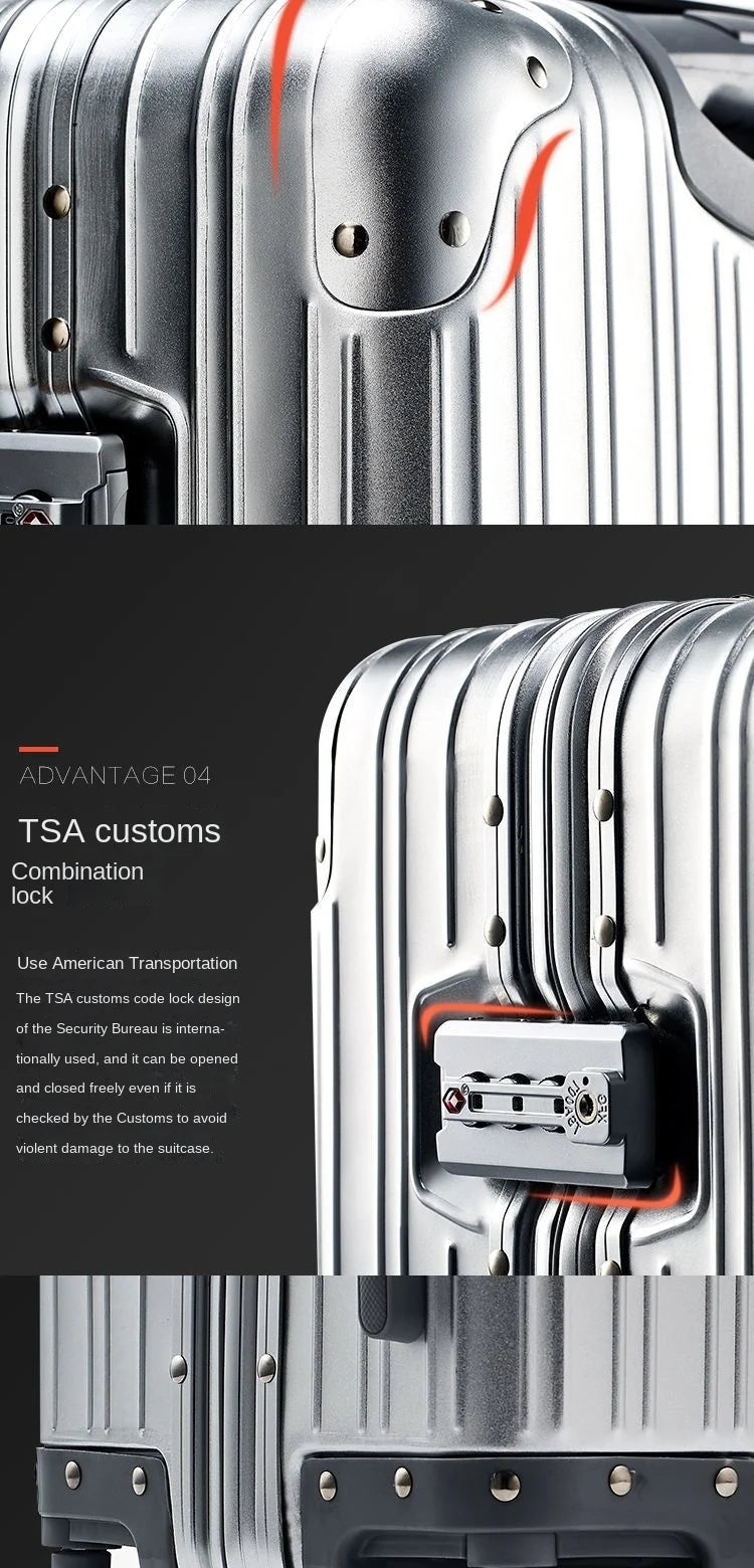 Bagage de voyage Spinner 20/24/26/29, valise de marque en alliage aluminium-magnésium de haute qualité