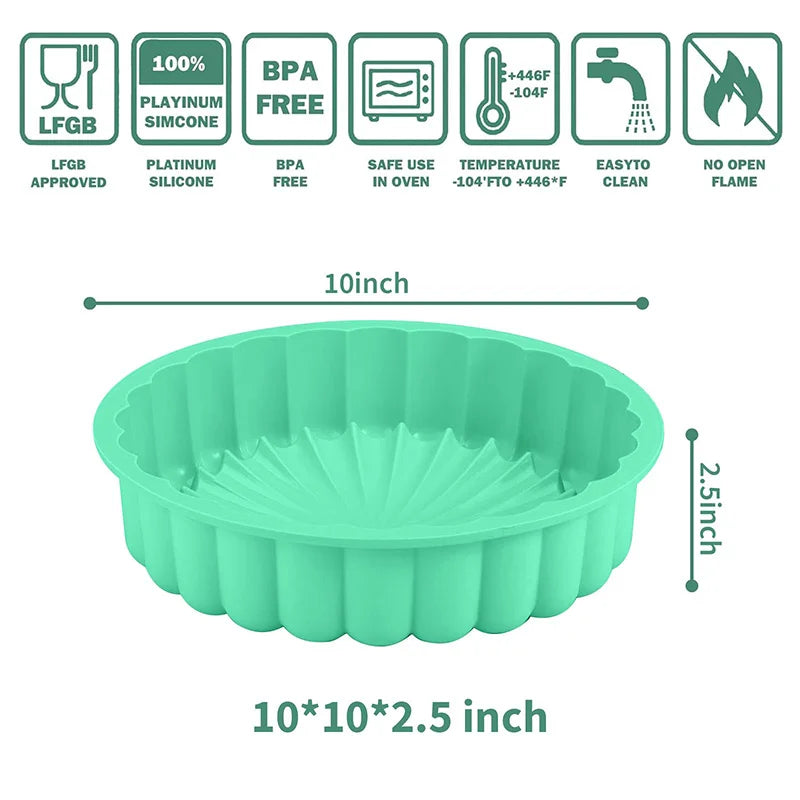 10Inch Charlotte Cake Pan Silicone Cheesecake Nonstick Round Silicone Baking Mold Cake Molds for Strawberry Shortcake Tart Pie