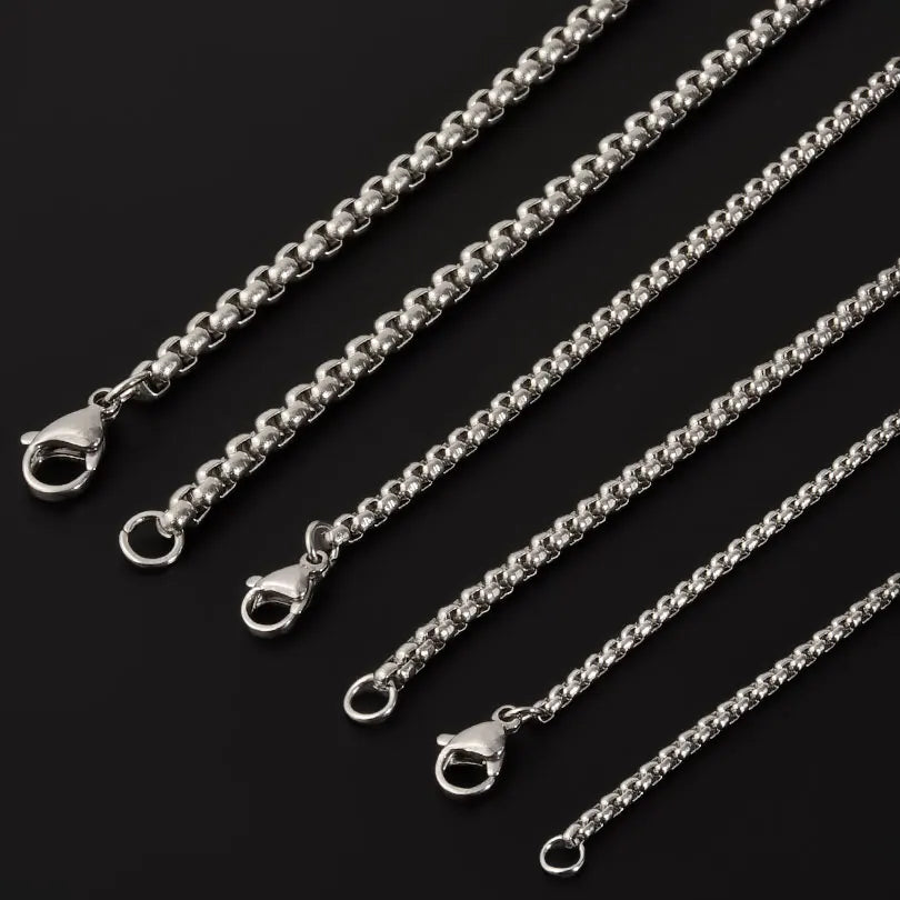 45/50/60/70/80/90cm lange Kette einfacher Schmuck um den Hals Dekoration Edelstahl-Box-Halsketten für Damen Herren DIY Anhängerzubehör