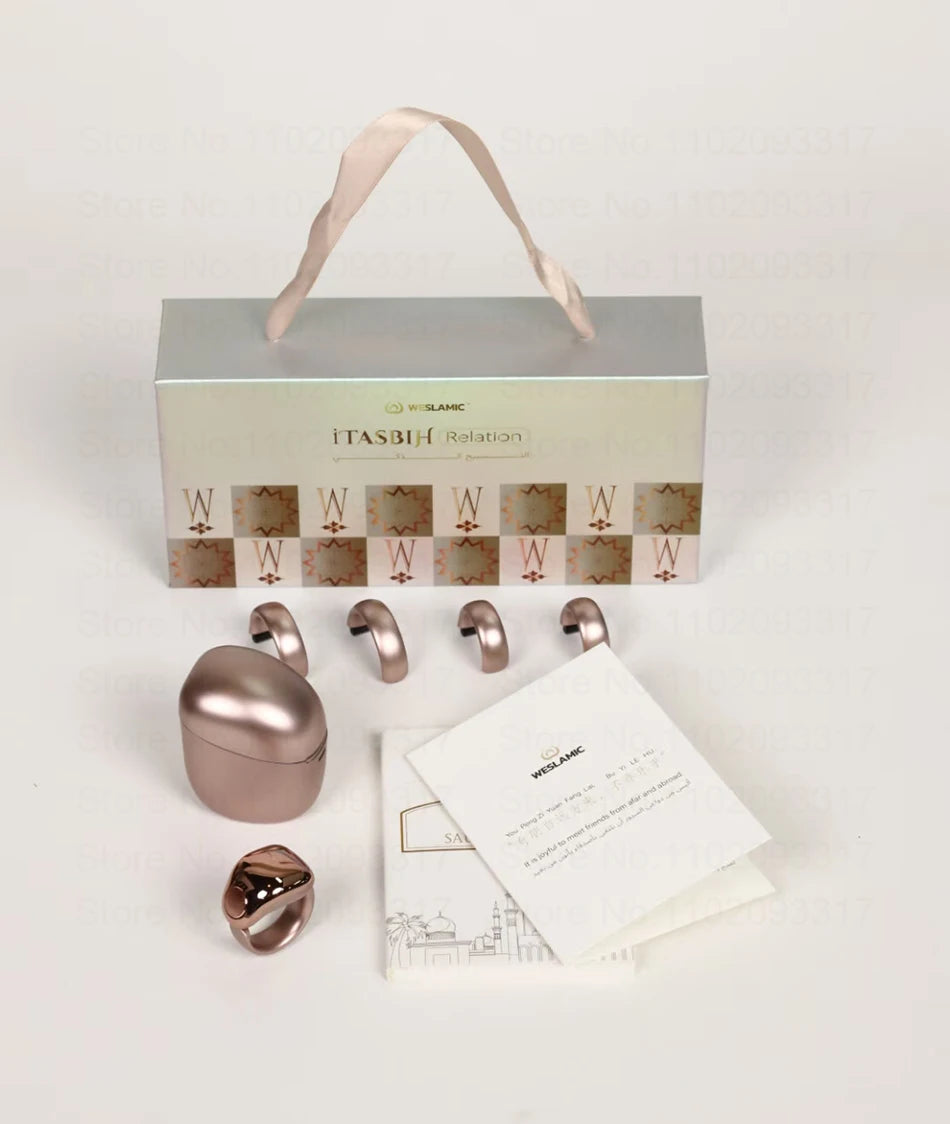 Weslamic Itasbih Faith Zikr Ring Lobpreis Intelligenter Digitaler Zikr Zähler für Muslime Gebetszeit mit Ladebox Vibrationserinnerung
