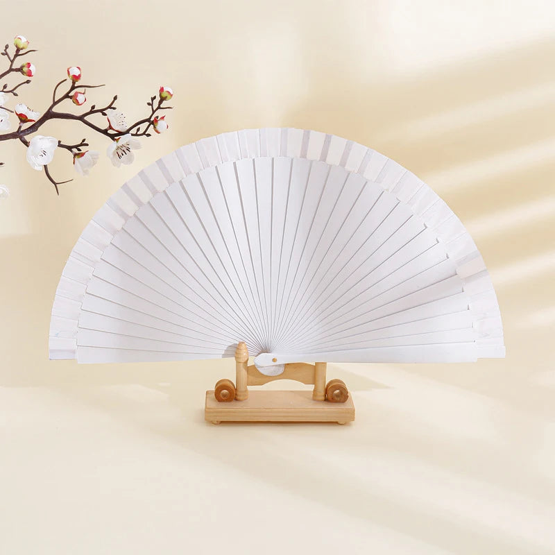 1PC Plain Wood Folding Hand Held Fans Solid Color Spanish Dance Performance Wooden Fans Wedding Hand-Painted Ornament Gift