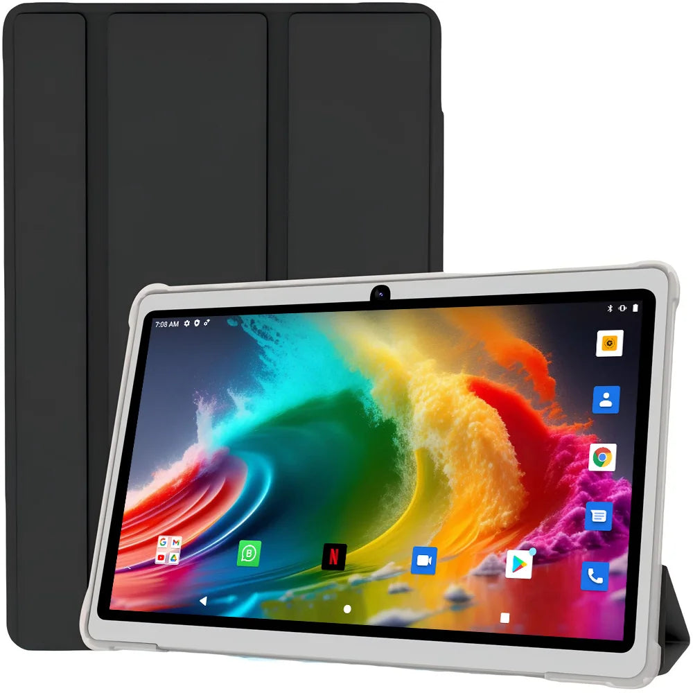 10.1-inch Octa Core Tablets 4GB+64GB ROM Google Play Dual SIM Phone Call, WiFi, Bluetooth, 6000mAh Battery, with Protective case