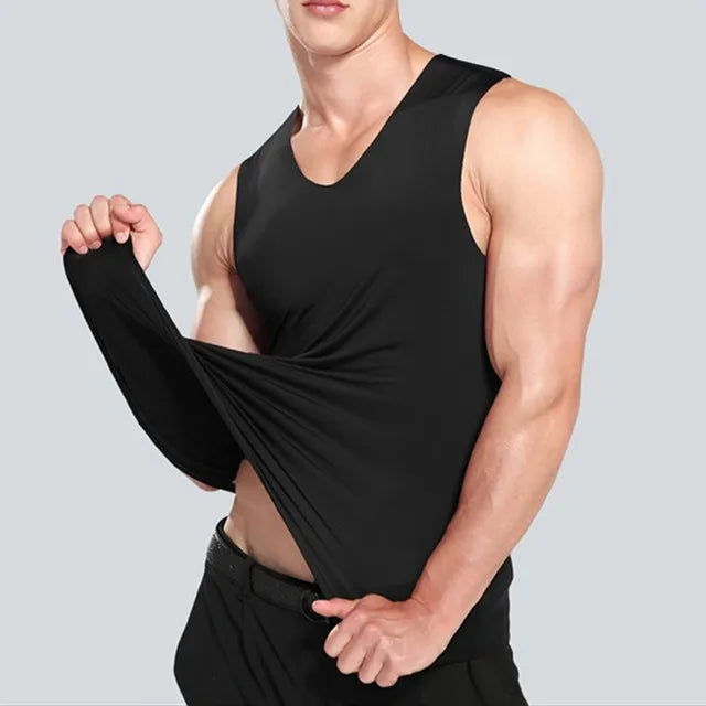 Lot de 3 slips pour homme en soie, débardeur, singlet de musculation de haute qualité, gilet sans manches ajusté, gaine amincissante, taille 5XL