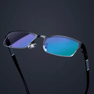 Herren Halb-Rand Lesebrille aus Metall Business Stil Männlich Vintage Weitsicht Presbyopie Anti-Blau HD TR90 Dioptrien Brille