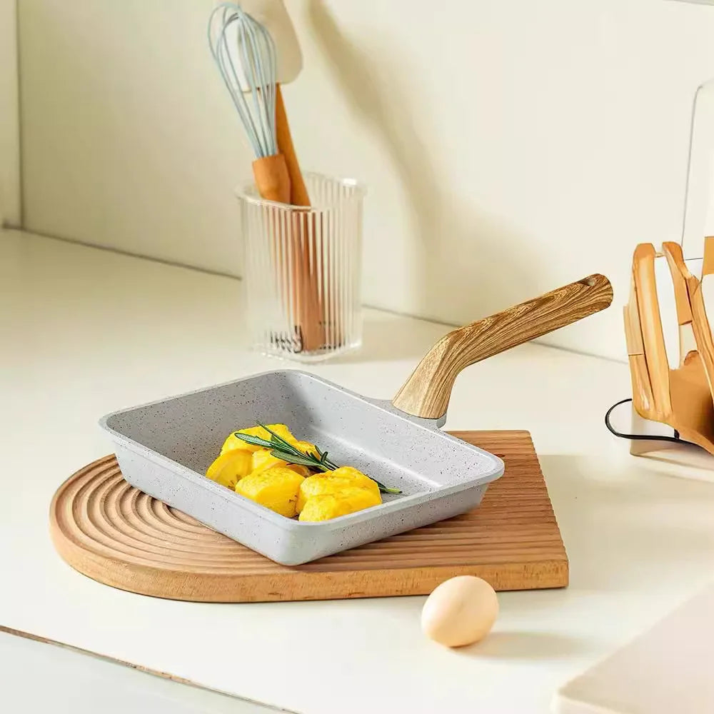 Square Flat Bottomed Pan Household Frying Pan - Non-Stick Kitchenware for Cooking