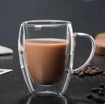 150/250/350/450ml Double Wall Coffee Mugs High Borosilicate Glass Heat Resistant Milk Juice Water Cup Espresso Shot Glasses