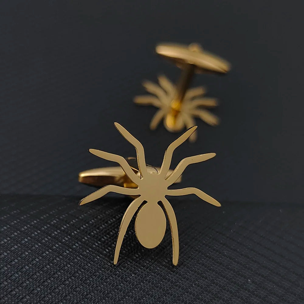 Manschettenknöpfe aus Edelstahl mit Totenkopf, Spinne, Fledermaus, Herren-Hemdknöpfe, Krawatten für Herrenkleidung, dekorative Punk-dunkle Manschettenknöpfe, Schmuckgeschenk