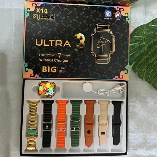 7+1 Smart Watch X10 Ultra 3 Sportuhr für Herren Damen Bluetooth Anruf Smartwatch DIY Zifferblätter Wasserdichtes Smart-Armband
