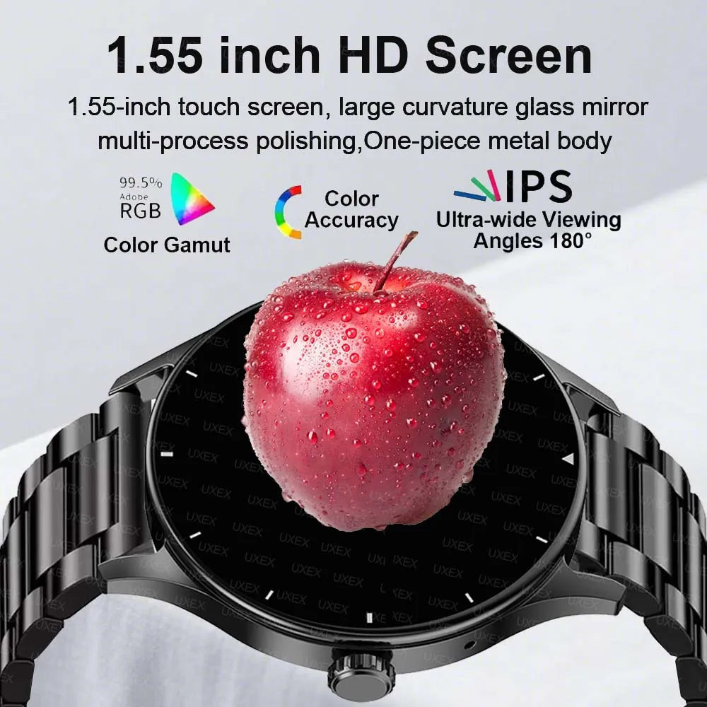 Mode Smartwatch Plus 1.55 HD Für Herren und Damen App-Steuerung BT Anruf Gesundheits-Tracker Benutzerdefiniertes Foto Überraschungsgeschenk Business-Uhren