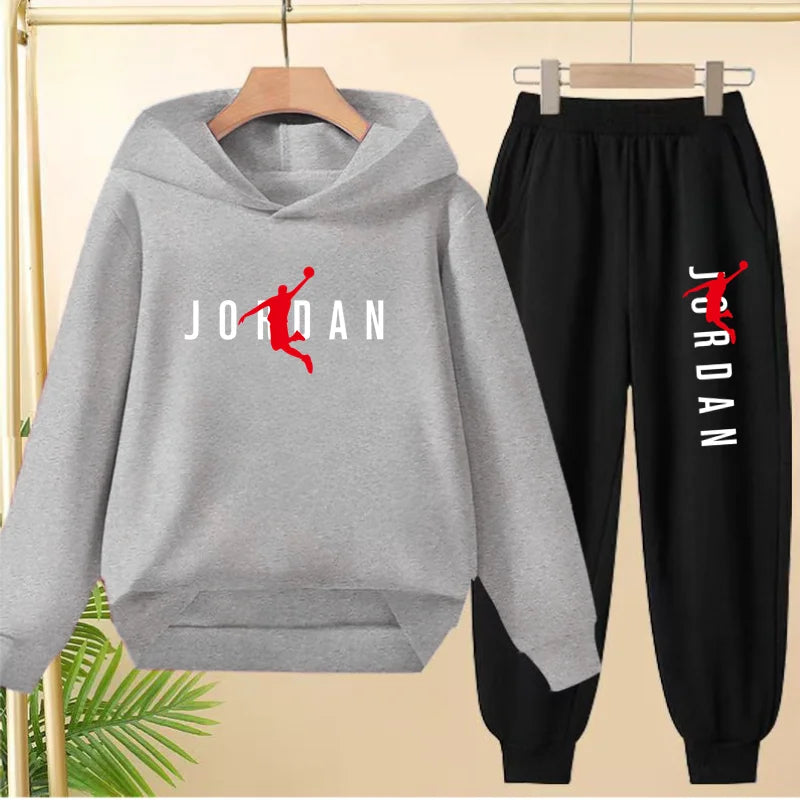 Ensemble mode décontracté de survêtement à capuche noir pour enfants, haut et pantalon, pour garçons et filles, bambins de 3 à 12 ans