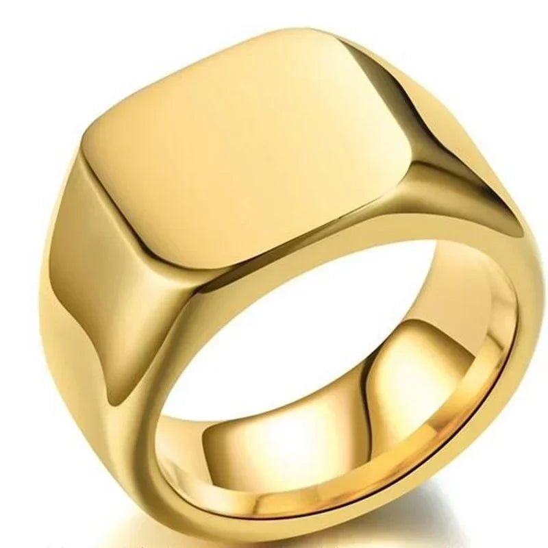 Nouvelles bagues brillantes en métal 2023 pour hommes, anneaux géométriques larges, chevalière carrée, style punk, bijoux fantaisie, vente en gros