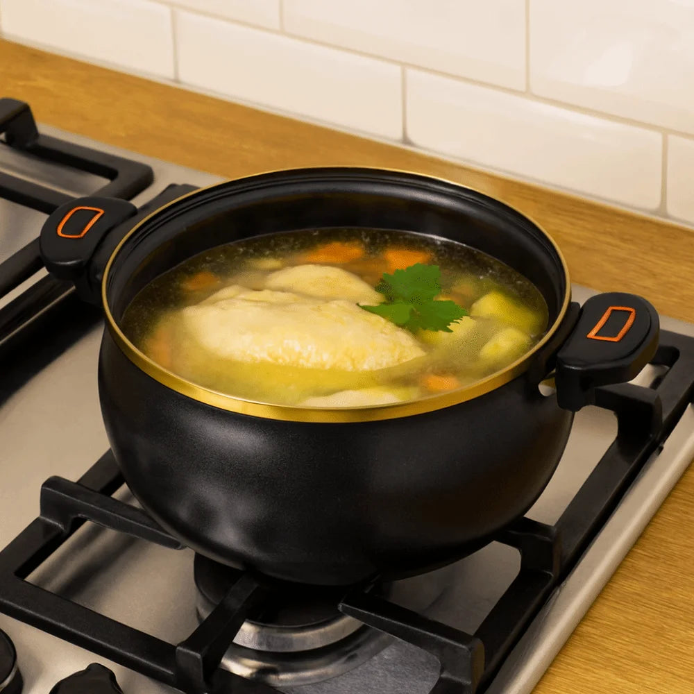 Multi-Functional 7 L Chubby Micro-Pressure Pot Large Capacity Universal Soup Pan Visible Cover Non-Stick Stew Pot Stove