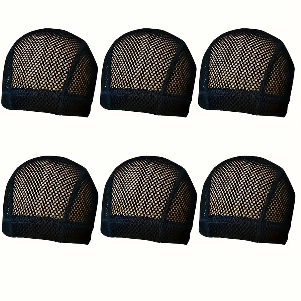 6 Stück schwarze Mesh-Perückenkappen, elastisches Spitzennetz zur Perückenherstellung, dehnbar und verstellbar, bequem und atmungsaktiv