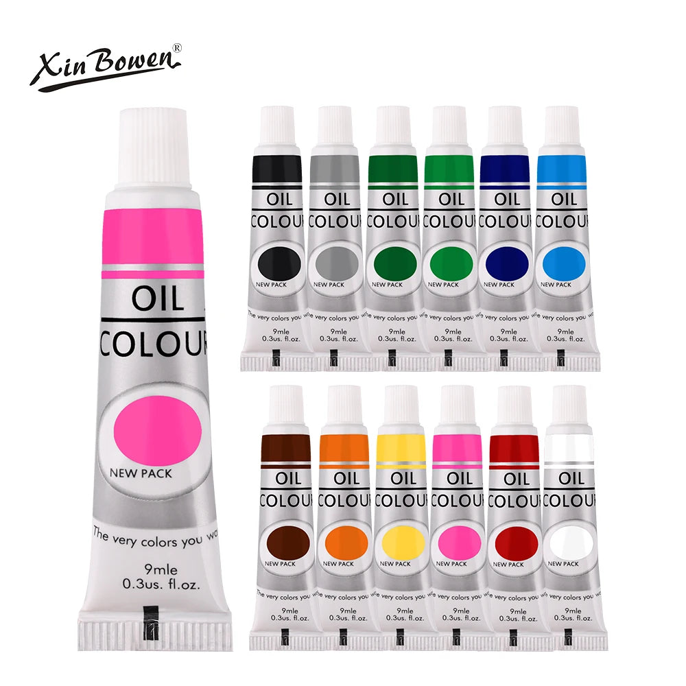 Lot de 12 couleurs de peinture à l'huile de 9 ml pour vêtements en tissu, dessin sur verre pour ongles, fournitures artistiques imperméables, vente en gros