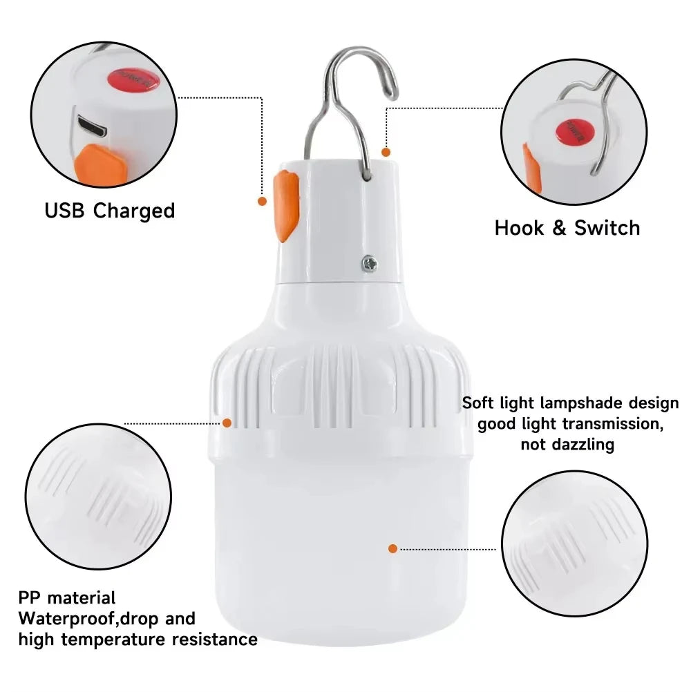 LED Camping Light 20W 40W 80W Portable Emergency Bulb Waterproof 360° Lighting Outdoor Camp High-bright Lights Dimmable Lantern