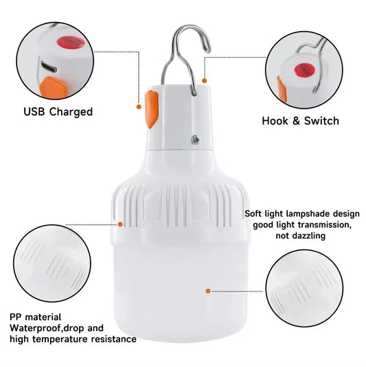 LED Camping Light 20W 40W 80W Portable Emergency Bulb Waterproof 360° Lighting Outdoor Camp High-bright Lights Dimmable Lantern
