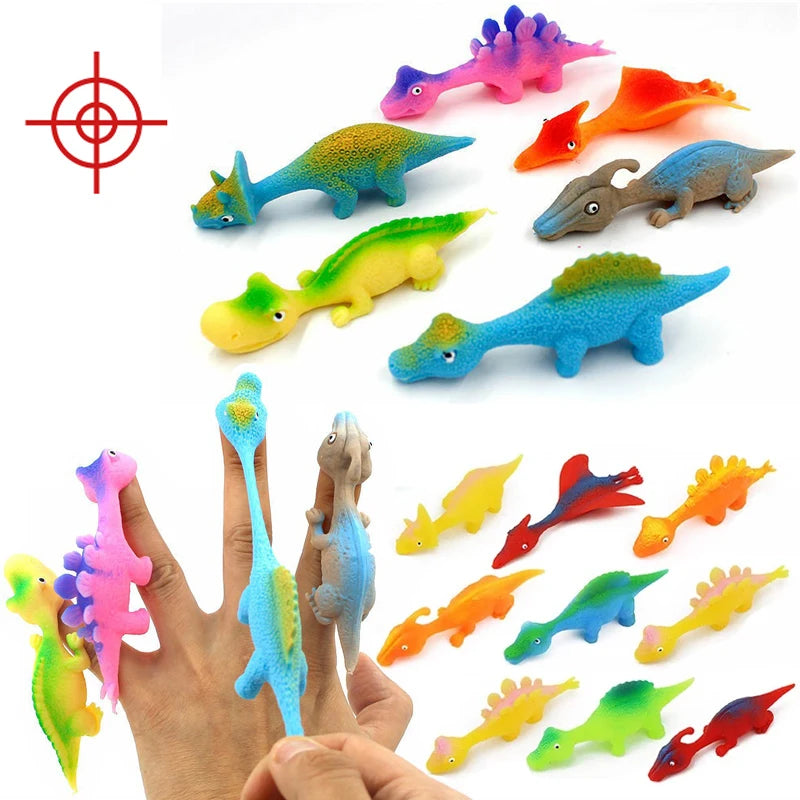 Lot de 10 Lance-Dinosaures Créatifs à Catapulte, Jouets Muraux Adhésifs pour Adultes et Enfants, Jouet Anti-Stress Lance-Dinosaures