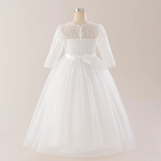 Mode Taufe Brautjungfern Party Mädchen Kleider Elegant Tüll Hochzeit Geburtstag Prinzessin Kleid für Mädchen Erstkommunion Ballkleid
