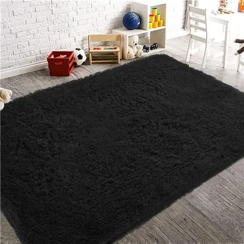 VIKAMA Luxus-Langflor-Teppich aus Samt, weich, rutschfest, Plüsch-Fußmatte für Schlafzimmer, Wohnzimmer, warme Heimdekoration, Teppich