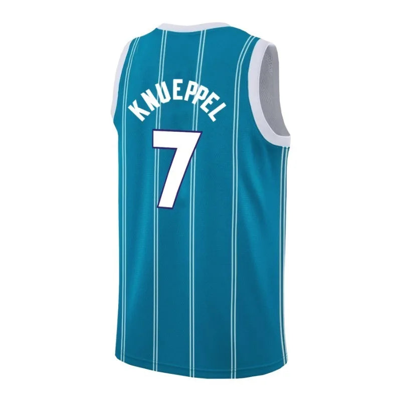 Maillot de basket-ball bleu lune #7 pour homme – Sans manches, respirant avec broderie de lettres contrastées, décontracté, tenue de sport