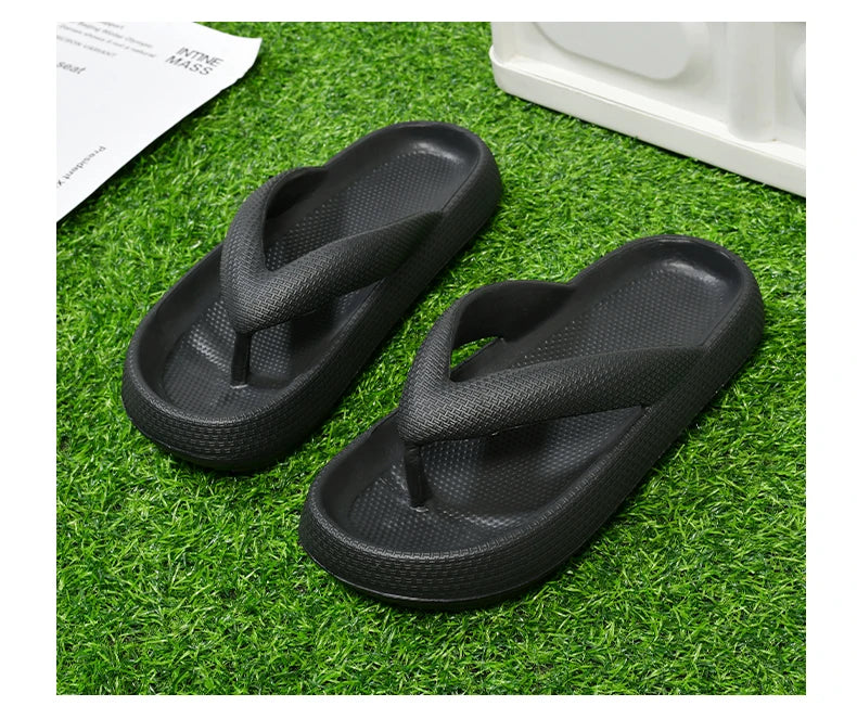Ladies Lightweight Solid Color Sandals - Casual Indoor/Outdoor Couples Flip Flops, Comfortable Slip-On Beach Footwear