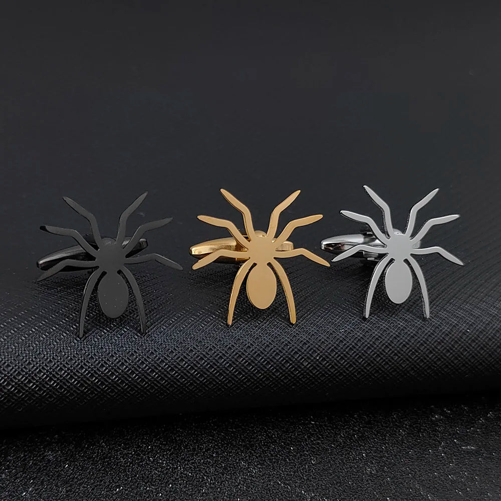 Manschettenknöpfe aus Edelstahl mit Totenkopf, Spinne, Fledermaus, Herren-Hemdknöpfe, Krawatten für Herrenkleidung, dekorative Punk-dunkle Manschettenknöpfe, Schmuckgeschenk