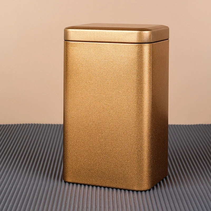 Metal Retro Square Tea Can Candy Food Storage Case Spices Sealed Packaging Box Tinplate Empty Cans Container Storage Box