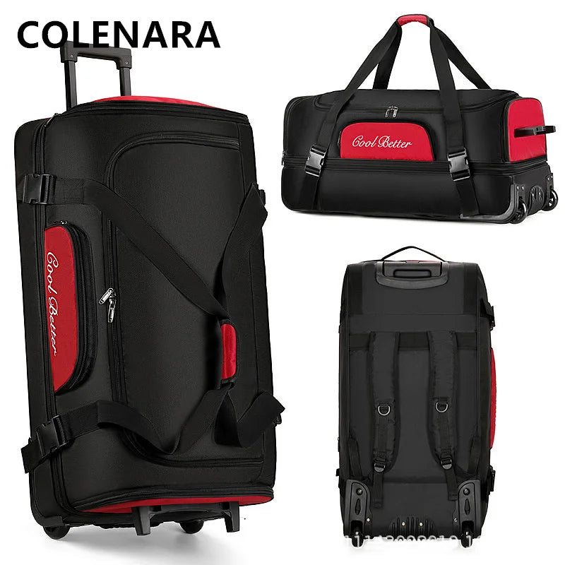 Valise à roulettes COLENARA en tissu Oxford Sac trolley 34 pouces Essentiels de voyage en famille Sac de rangement multifonctionnel Valise pour homme