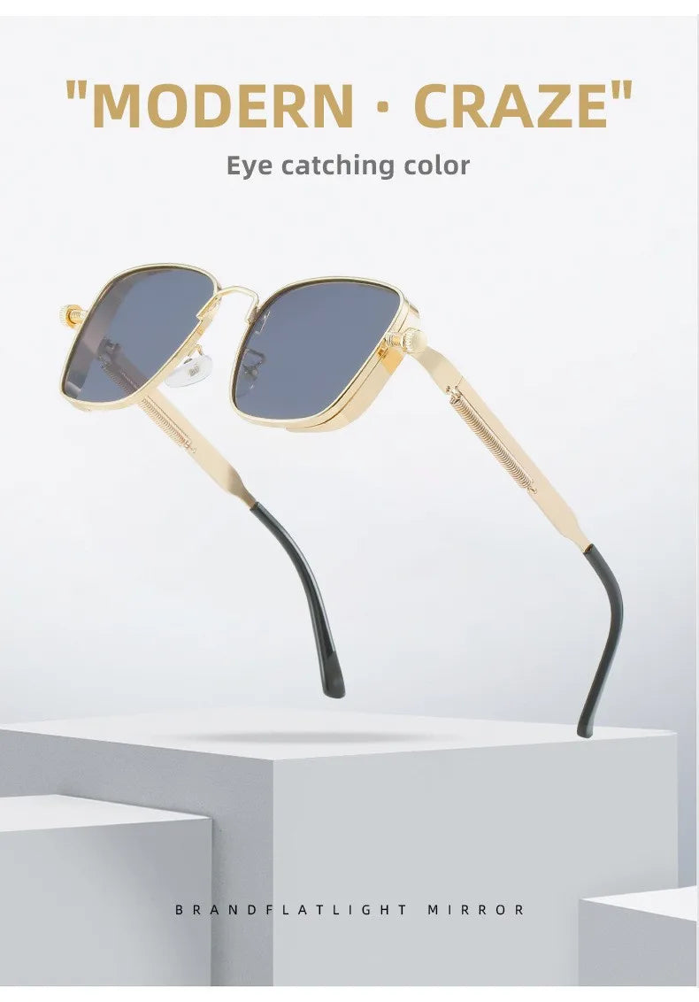 New Eyeglasses Vintage Steampunk Square Metal Sunglasses Fashionable Versatile Unisex Eyewear Unique Statement Style Sun Glasses