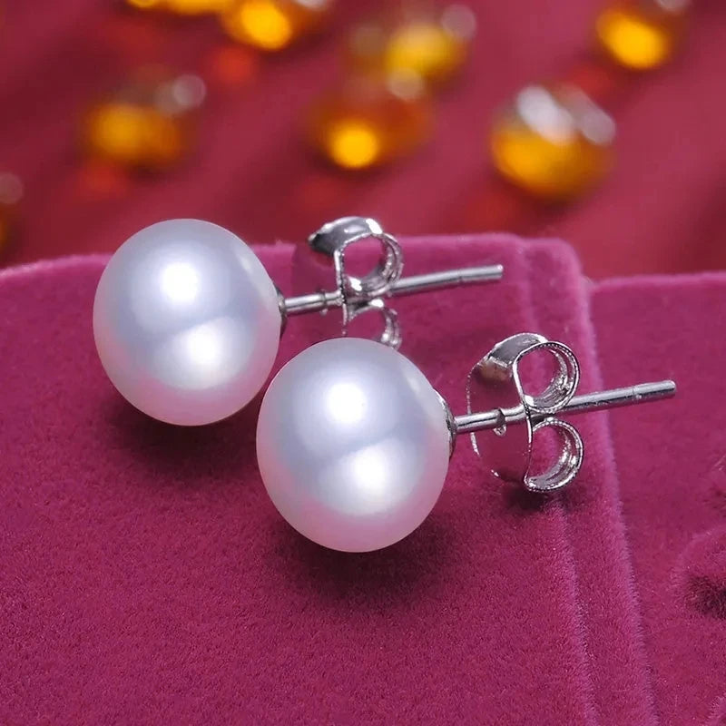Natürliche Süßwasserperlen-Ohrstecker für Frauen Luxuriöser feiner Schmuck Echte 925er Sterlingsilber-Ohrringe