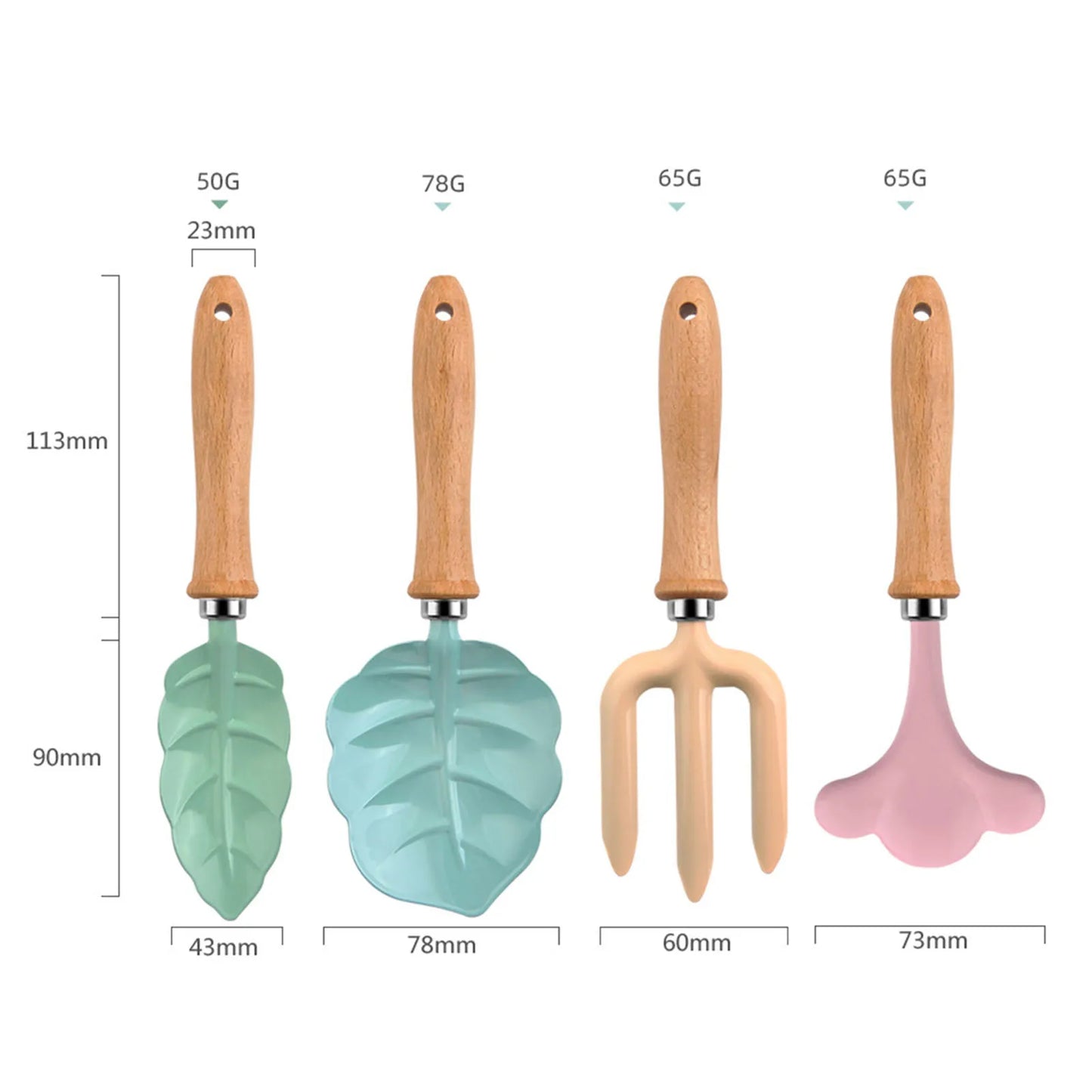 Petit kit d'outils de jardinier, coloré, sûr, avec manche en bois, pelle, râteau, fourche, ensemble de cadeaux de jardinage pour enfants et filles