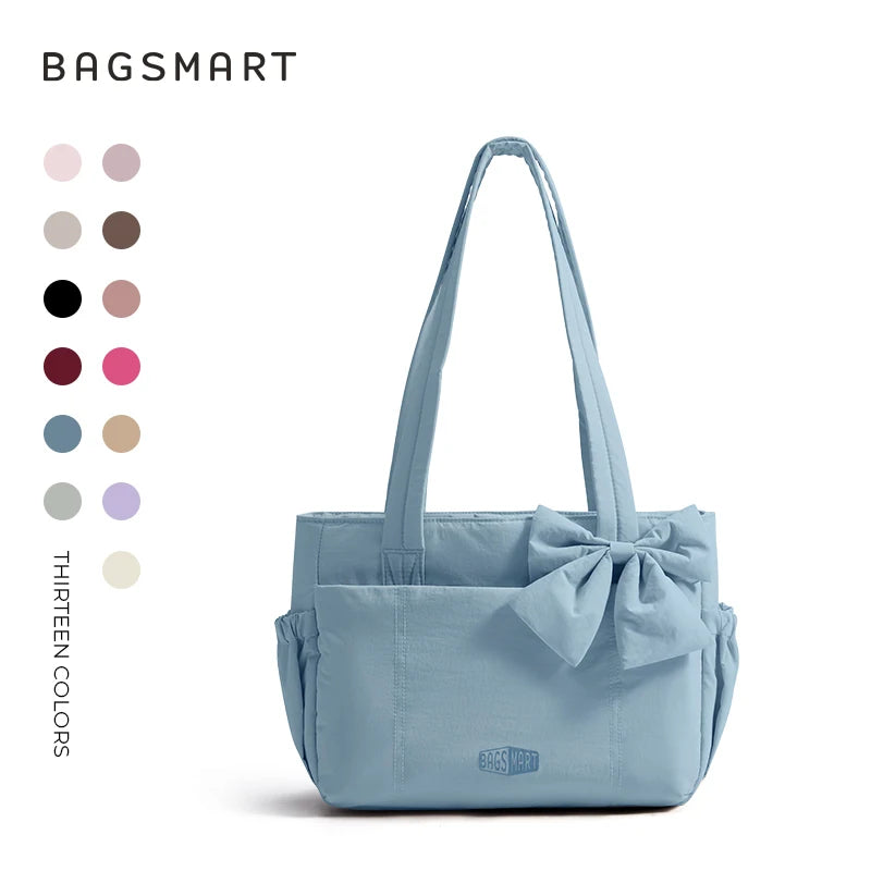 BAGSMART Sac fourre-tout trois tailles avec plusieurs poches, sac à main gonflé, sac à bandoulière décontracté, sac fourre-tout grande capacité