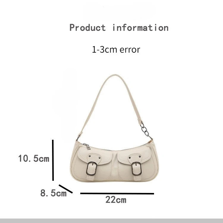 Fashion PU-Leder Damen Umhängetasche Kleine Doppel-Taschen Design Damen Achseltaschen Y2k Vintage Weibliche Handtaschen Clutch Geldbörse