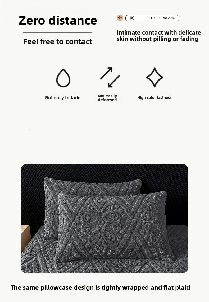 Jacquard Winter Dick Warme Korallen Plüsch Matratzenauflage Hohe Elastizität Rutschfest Atmungsaktiv Geeignet Schlafzimmer Weiches Bettlaken
