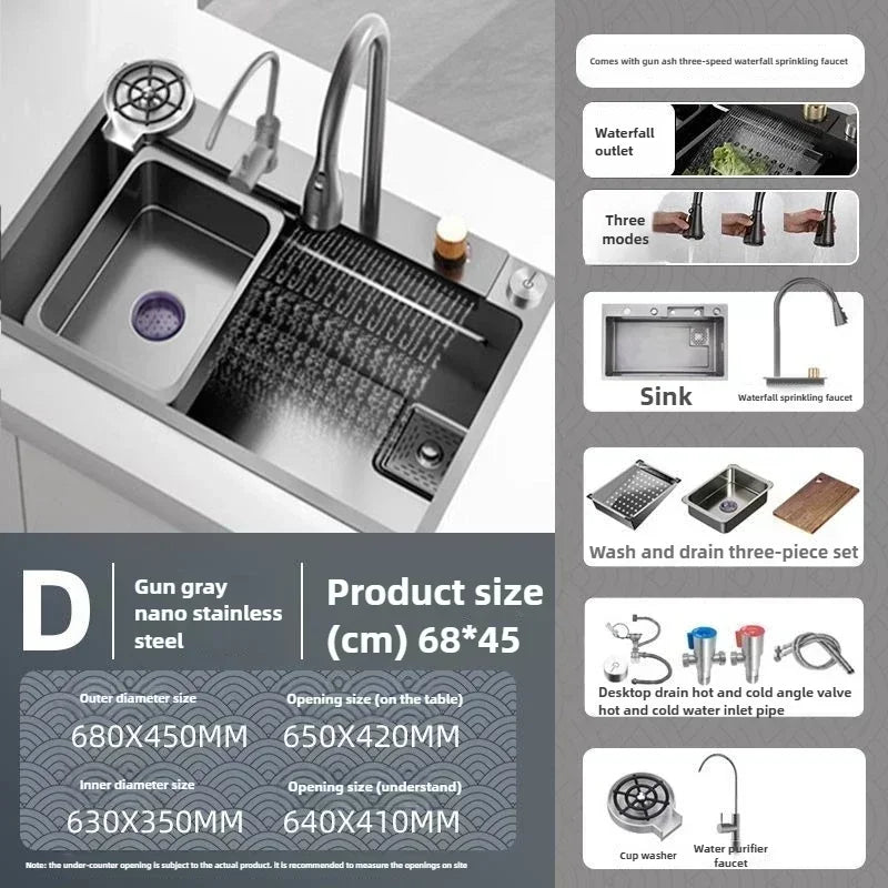 Stainless Steel Thickened SUS304 Sink,Household Kitchen Sink, Dishwashing Nano Process Countertop Sink Sink Kitchen