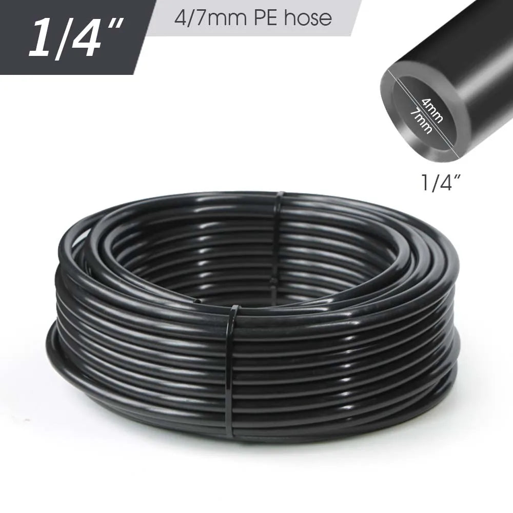Tuyau d'arrosage PE 50-5m 1/4'' 5/8mm 3/8" 1/2'' pour jardin, système d'arrosage automatique DIY gratuit, dispositif de canal d'irrigation goutte à goutte perforant
