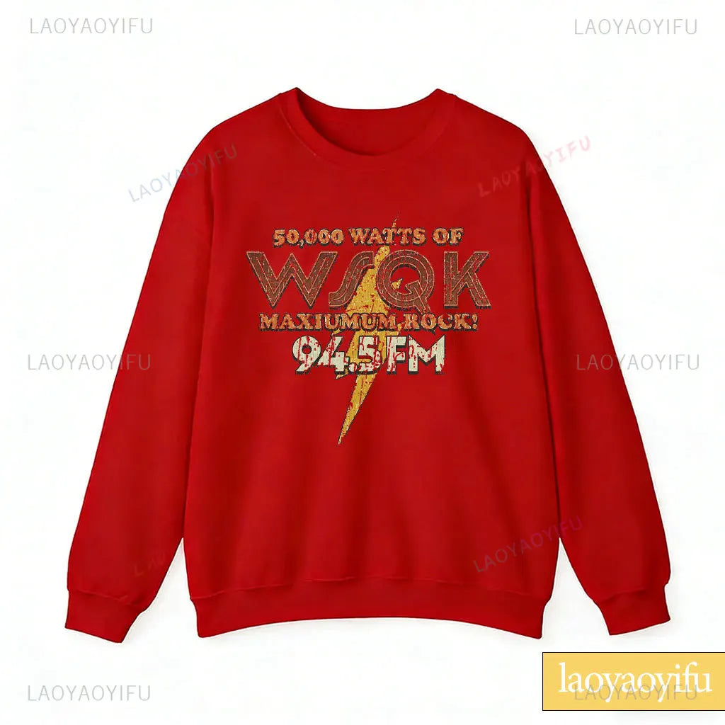 WSQK The Squawk 94.5 FM Radio Sweatshirt Wsqk Unisex Sweatshirts Vintage Sci-Fi Crewneck 80er Nostalgie Sweater Retro Shirt Geschenk