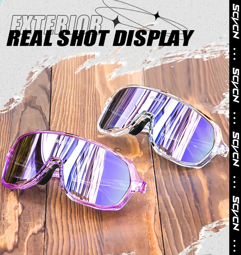 SCVCN Lunettes de soleil photochromiques d'extérieur, lunettes de cyclisme pour hommes, lunettes de vélo pour femmes, VTT, vélo de route, lunettes de cyclisme UV400