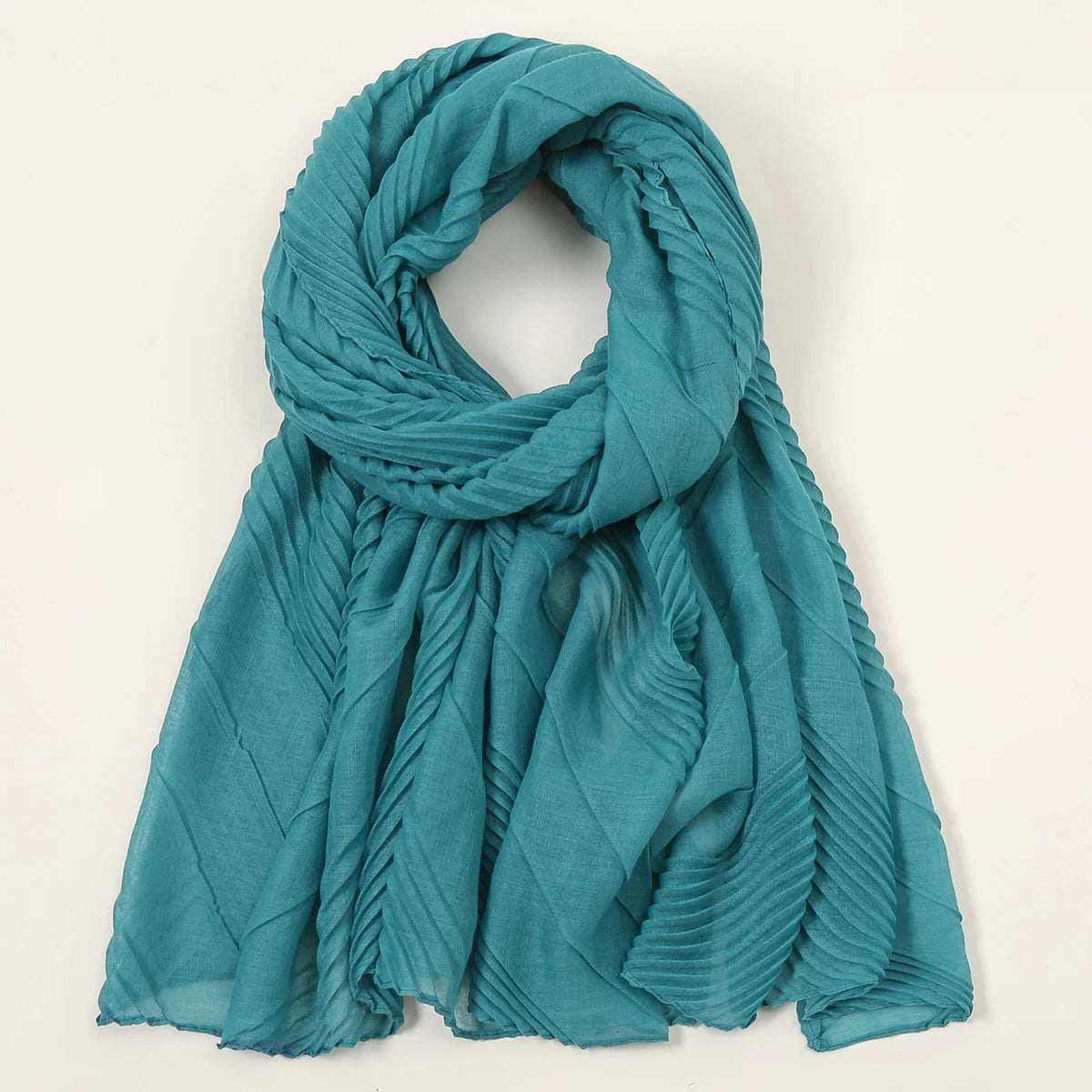 Grand Foulard en Coton Plissé Froncé Hijabs pour Femmes Voile Musulman Turban Écharpe Froncée Châle Foulards Islamique Foulard Femme Hijab