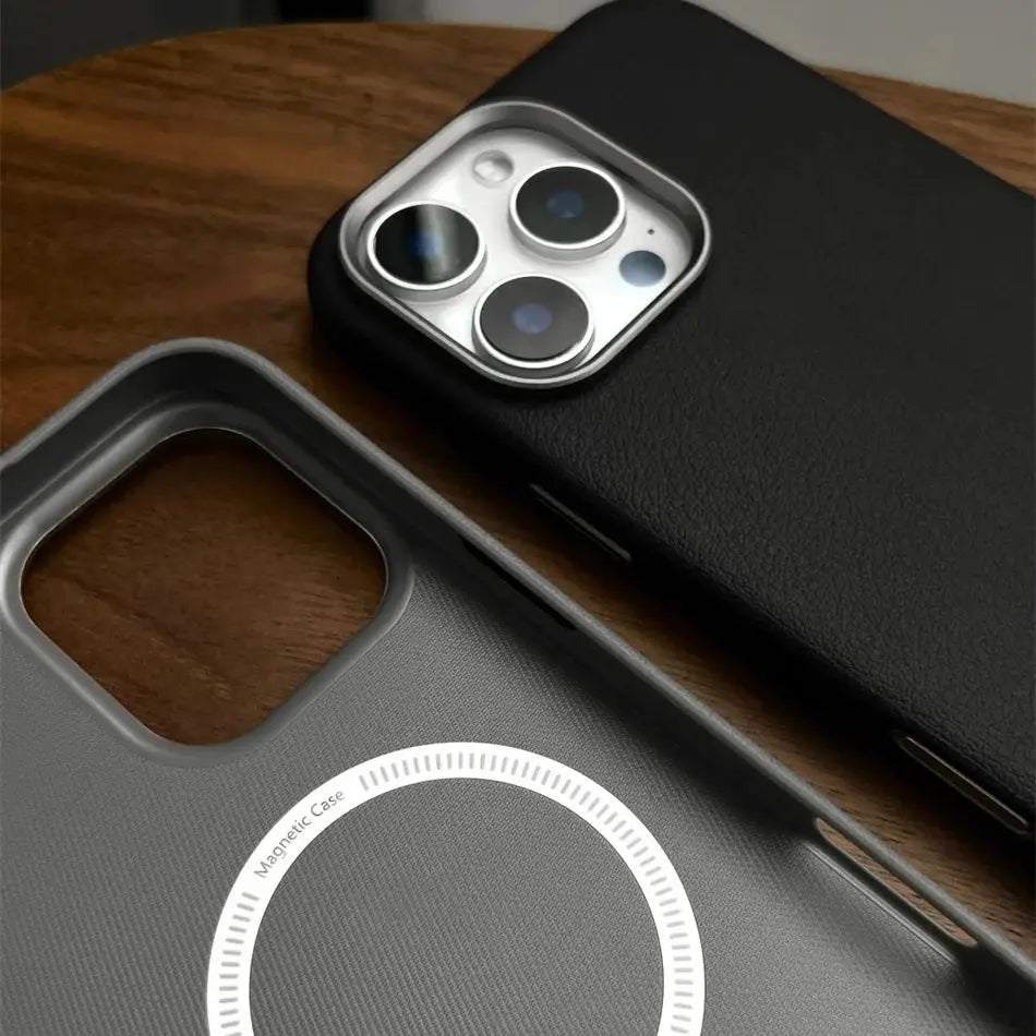 Luxuriöse, schlanke Leder-Hülle für MagSafe für iPhone 16 15 14 Pro Max in Wüstengold – Magnetische kabellose Ladefunktion, stoßfeste Abdeckung