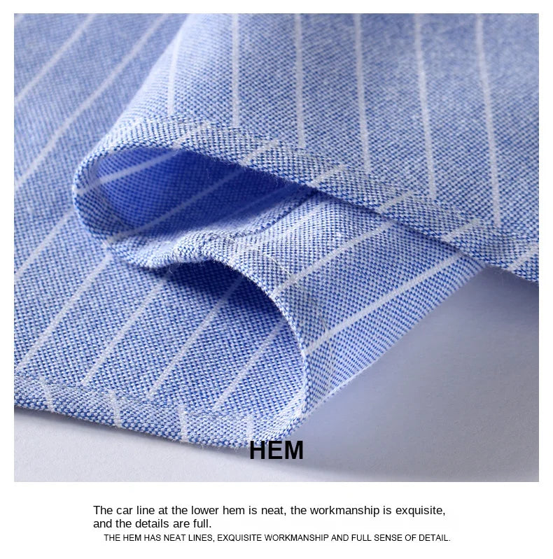 100-220 catties Plus Size Men's Shirt 100% Cotton Long Sleeve Business Casual All Oxford Spinning Plus Size Plaid Shirt