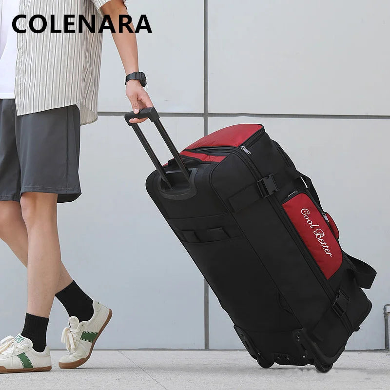 Valise à roulettes COLENARA en tissu Oxford Sac trolley 34 pouces Essentiels de voyage en famille Sac de rangement multifonctionnel Valise pour homme