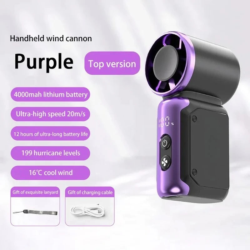 BAOTAI Portable Mini Handheld Turbo Fan LED Display Mini High Speed Handheld Fan, Outdoor Cooling,Desk Fan, Rechargeable Fan