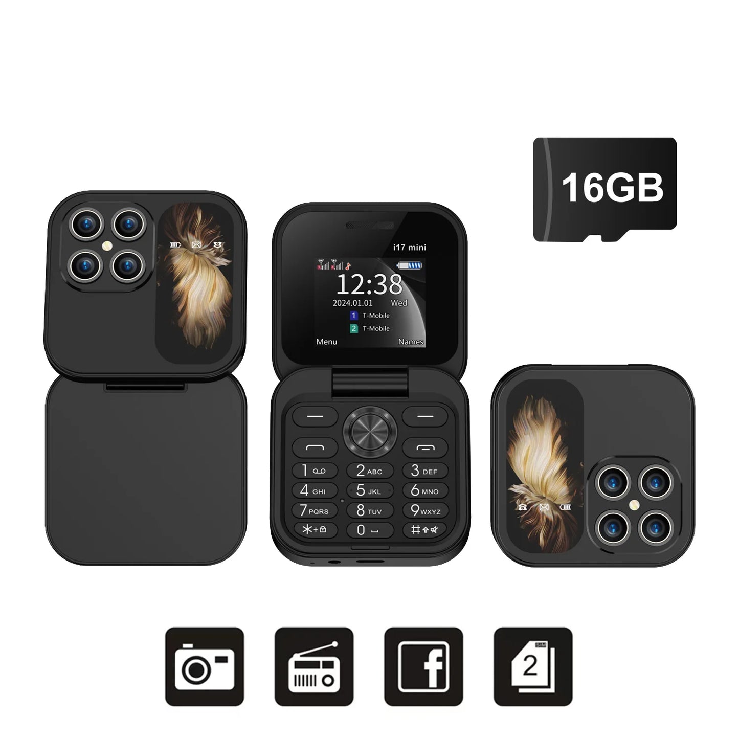 Téléphone portable à clapet SERVO i17Mini 2G, petit, à double carte SIM, à numérotation rapide, avec fonction Magic Voice, MP3, lampe de poche, mini téléphone pliable, radio FM, offre spéciale 2025