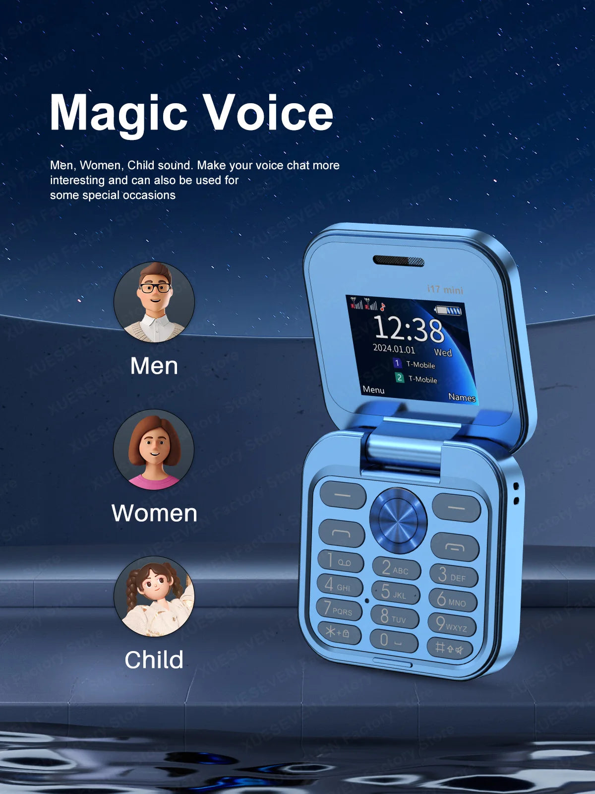 Téléphone portable à clapet SERVO i17Mini 2G, petit, à double carte SIM, à numérotation rapide, avec fonction Magic Voice, MP3, lampe de poche, mini téléphone pliable, radio FM, offre spéciale 2025