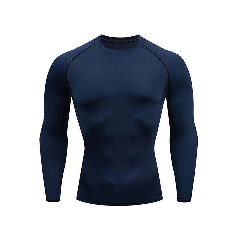 Sport T-Shirt Herren Kompressions Laufshirt Elastisches Langarm Fitness Sport-Top Gym Workout Unterhemd Sportbekleidung